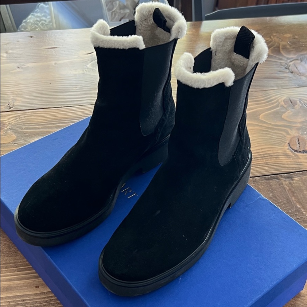 Black Suede Boots with Cream Fur Lining